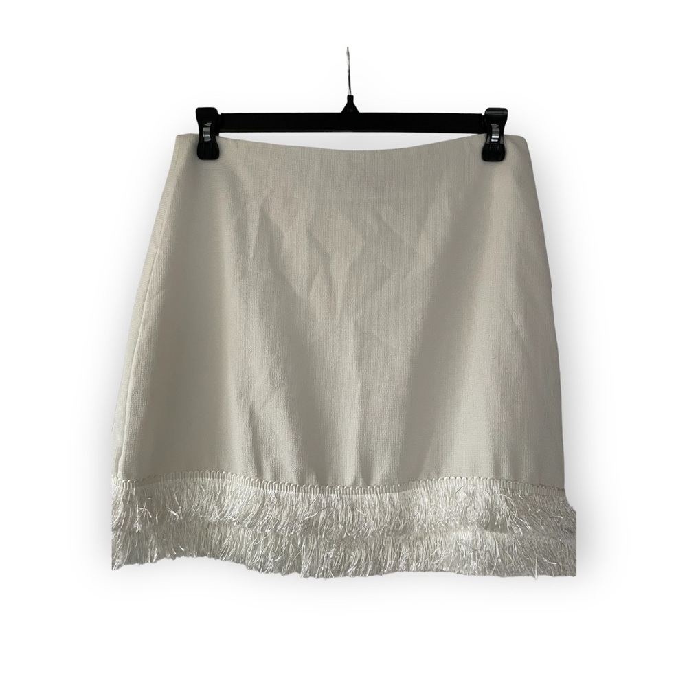 NWT Fashion Union white fringed skirt